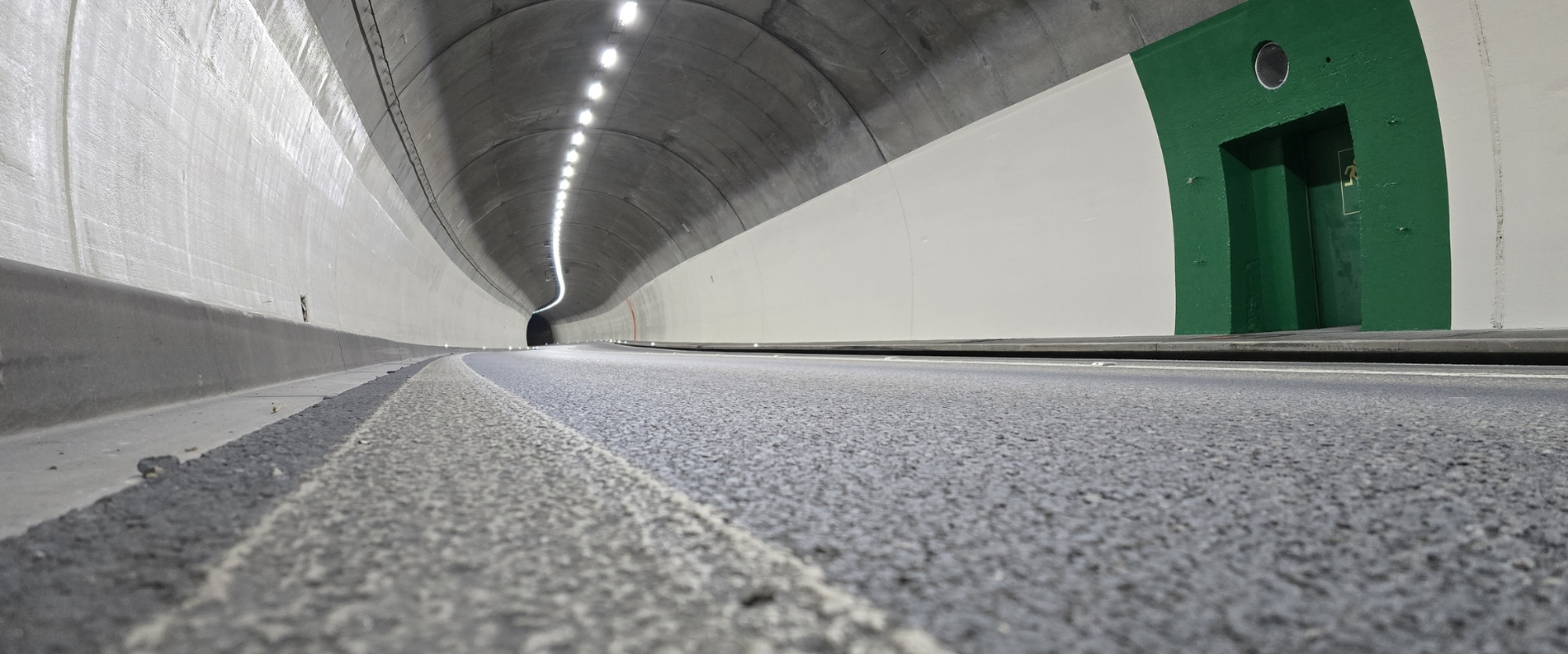 View inside the fully coated Wihalden tunnel in the canton of St. Gallen