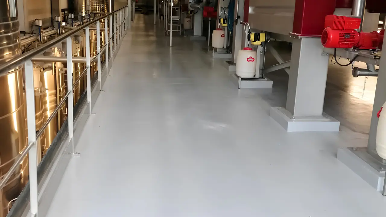 A view of the finished industrial floor system with MC-DUR TopSpeed