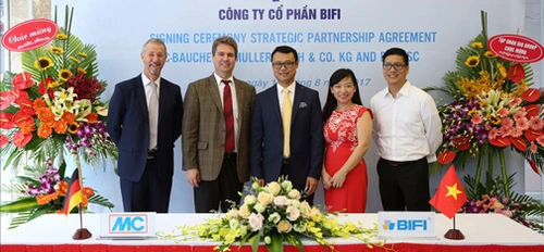 The Board of Directors of MC-BIFI Bauchemie at the contract-signing ceremony held in Hanoi in August 2017 to establish the joint venture. <br>&copy; MC-BIFI 2026