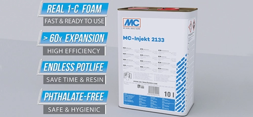 The single-component injection resin MC Injekt 2133 is a reliable product that requires no mixing or extensive preparation, enabling it to be used both easily and instantly. <br>&copy; MC-Bauchemie 2026
