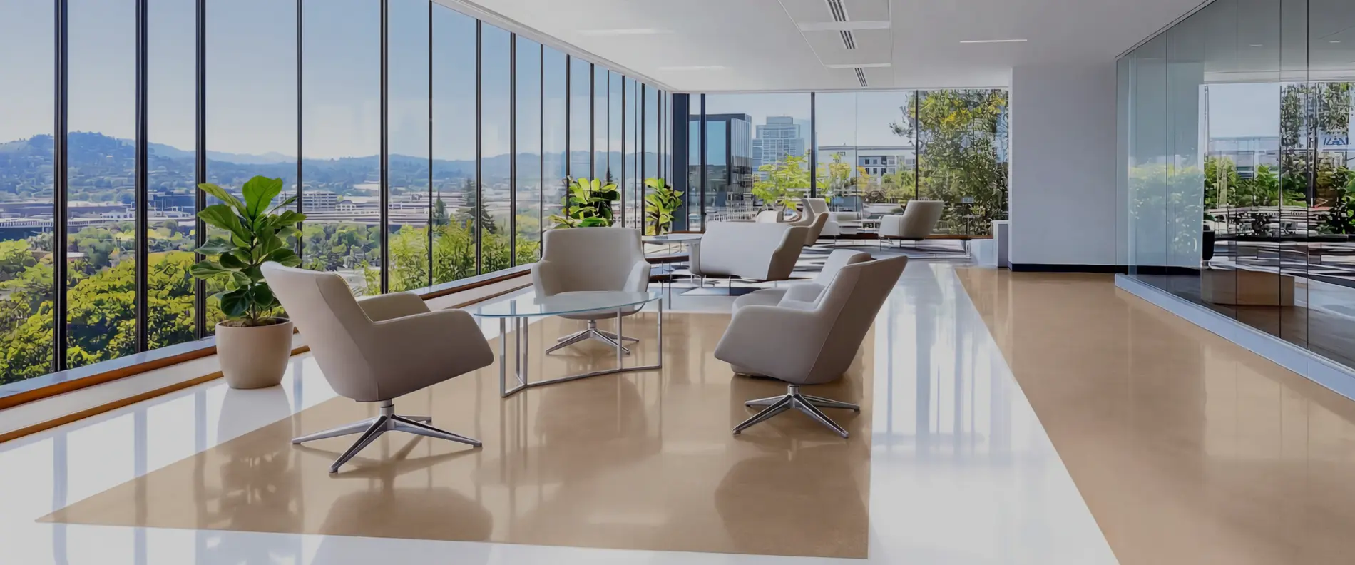 View of a modern floor coating in a lounge area